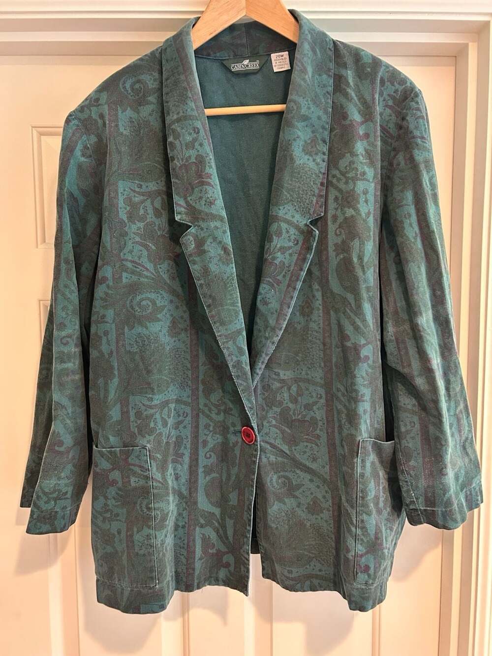 Cabin Creek Vintage Teal and Purple Paisley Print Blazer Jacket